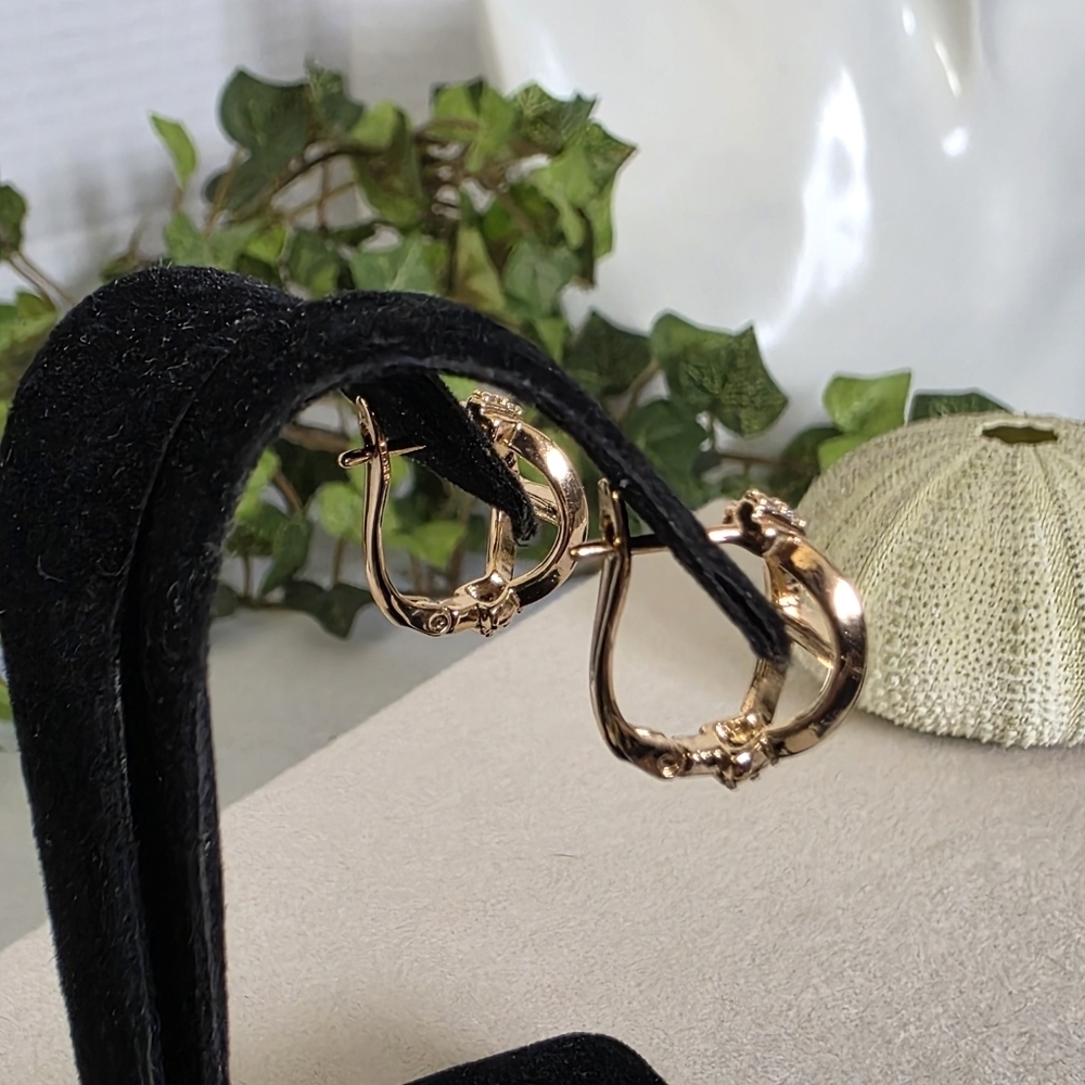 Small Rose Gold Filled D Ring Horsebit Hoop Earrings - Picture 8 of 9